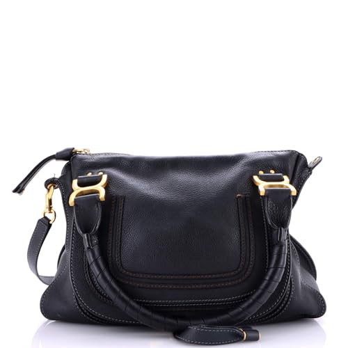 Chloe, Pre-Loved Marcie Shoulder Bag Leather Medium, Black