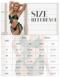 RSLOVE Womens Lingerie Set Satin Bow Tie 2 Piece Bra and Panty Sets Dark Green X-Large