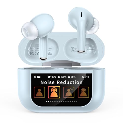 Szwdo Wireless Earbuds, Bluetooth Earbuds 5.4 Headphones LED Touch Screen with 5 EQ Modes, 48H Headphones Wireless Noise with ANC Noise Cancelling, Deep Bass Stereo for Laptop, Android/iOS, Pad