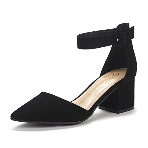 DREAM PAIRS Womens Low Heel Pump Shoes, Black/Nubuck - 8.5 (Annee)