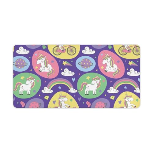 Magic Pattern with Unicorn Large Gaming Mouse Mat Waterproof Desk Pad Non-Slip Durable Desk Mat, 30x60cm