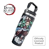 Demon Slayer Kimetsu No Yaiba Tanjiro Tumbler with Lid, 30 Oz Water Cup, Vacuum Insulated, Anime Water Bottle, Reusable Insulated Stainless Steel Tumbler for Water, Iced Tea or Coffee