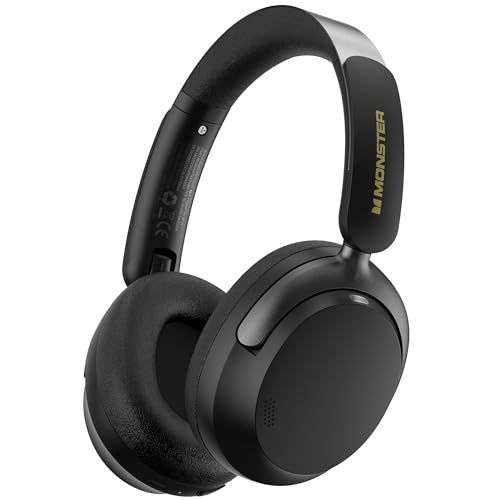 Monster Persona 3rd ANC Bluetooth Headphones, Noise Cancelling Headphones with Bluetooth 5.4, 70 Hours Playtime Over Ear Headphone with Mic, Foldable Lightweight Headset Comfort Fit, Black