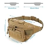 SOWHUP Tactical Fanny Pack,Military Waist Bag Pack with U.S Patch Utility Hip Belt Bumbag for Outdoor Fishing Hiking (Tan(4 Zipper Pockets))