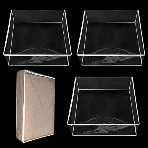 Geetery Plastic Sofa Seat Cushion Covers PVC Waterproof Couch Covers Furniture Sofa Seat Slipcover for Against Cat Dog Clawing Scratching, 28x28x9 Inch(Clear,3 Pcs)