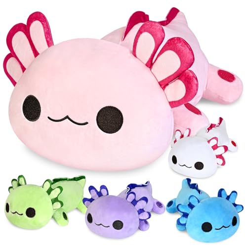 KMUYSL Axolotl Plush Toys for Ages 3 4 5 6 7 8+ Year Old- Axolotl Mommy Stuffed Animal with 4 Baby Axolotls in Her Tummy, Plush Toys Set, Christmas Birthday Gifts for Baby, Toddler, Kids