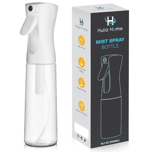 Hula Home Spray Bottle for Hair (10.1oz/300ml) - Powered by Flairosol® Spray Technology - Continuous Ultra Fine Mist Sprayer – For Hairstyling, Cleaning, Salons, Plants, Essential Oil & More - White