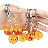 ChicRosa 7Pack Dragon Ball Star Acrylic Keychains,Resin Hanging Pendant Transparent Balls Keyring,7 Stars Anime Crystal Ball KeyChains (Yellow)