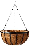 Arcadia Garden Products Coconut 1593 Solstice Round Hanging Basket Planter, 20-Inch, Black