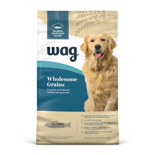 Amazon Brand - Wag Wholesome Grains Dry Dog Food with Salmon and Brown Rice, 30 lb Bag (Pack of 1)