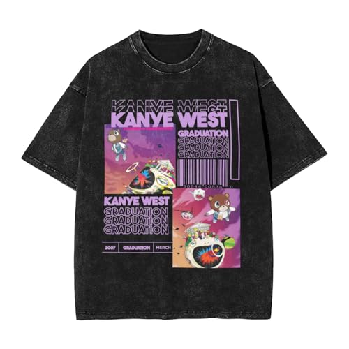 Kanye Music West Vintage Shirt Man Women Washed Oversized Tops Graphic Short Sleeve Cotton Shirt Round Neck Summer T-Shirt Stylish Retro Unisex Tee Large