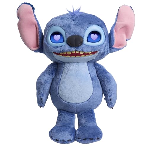 Just Play Disney Stitch Many Moods 14-inch Interactive Plush, 50+ Sounds & Effects, LCD Eyes, Inspired by Disney's New Live-Action Lilo & Stitch Movie, Toy for Fans, Girls, Boys, Kids 3+