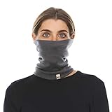 100% Merino Wool - Midweight Neck Gaiter - Skiing Neck Warmer - Winter Face Mask - Multipurpose Headwear - Charcoal Gray - Moisture Wicking Neck Wear