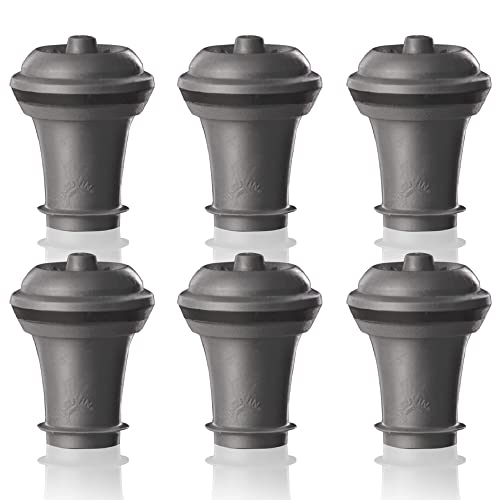 Vacu Vin Wine Saver Vacuum Stoppers - Set of 6 - Gray - for Wine Bottles - Keep Wine Fresh for Up to a Week with Airtight Seal - Compatible with Vacu Vin Wine Saver Pump