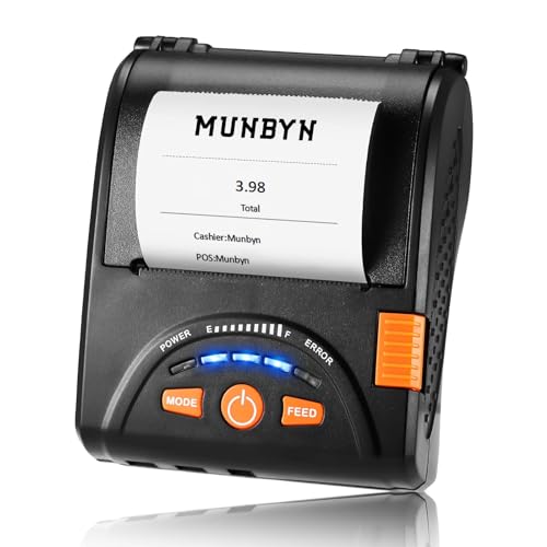 MUNBYN Bluetooth Receipt Printer, 58mm Mini Wireless POS Thermal Printer for Restaurant, Portable for Android/Windows