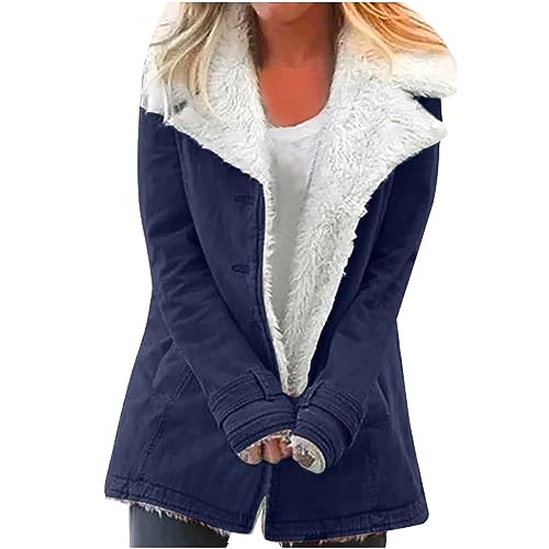 Chalecos salvavidas de neopreno para adultos Abrigos Capucha Felpa para Mujer, Chaquetas invierno informales cremallera completa, prendas Vestir Felpa compuesta 1-Navy X-Large
