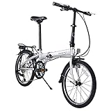 Dahon Mariner D8 Folding Bike, Lightweight Aluminum Frame; 8-Speed Gears; 20” Foldable Bicycle for Adults, Silver