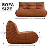 Bean Bag Chair, Loveseat Fireside Chair Bean Bag Sofa Large Bean Bag Chair for Adults, 2 Seater Bean Bag Chairs for Teens with High Density Comfortable Foam, Bean Bag for Living Room, Bedroom (Orange)