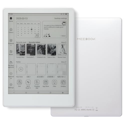 Meebook E-Reader M8 | 7.8' Eink Carta Screen | 300PPI Smart Light | Android 14 | Octa Core Processor | Dual Mics&Speakers | Support Play Store | Hand Writing | 4GB+64GB | Micro-SD Slot | White