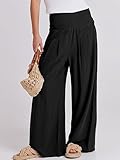 ANRABESS Women Linen Palazzo Pants Summer Boho Wide Leg High Waist Casual Lounge Pant 2025 Beach Travel Vacation Outfits Black X-Large