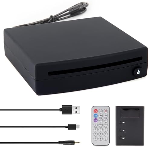 USB CD Player for Car with Upgrade Aux Input, External Portable Car CD Player with USB AUX FM Transmitter for Factory Car Radio Laptop TV MAC Computer and More