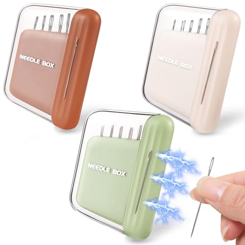 3 Pack Portable Travel Magnetic Sewing Needles Case with 5 Sizes 30 PCS Sewing Sharp Needles Hand Quilting Needles,Embroidery Needles Magnetic Needle Holder for Hand Sewing Art Crafts Repair