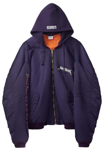 Vetements, Pre-Loved Women's Total Fucking Darkness Hooded Bomber Purple, X-Small, Purple