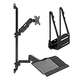 Mount-It! Wall Mount Workstation with Single Monitor Mount, Keyboard Tray and CPU Holder, Height Adjustable Full Motion Arms, Fits One 32 Inch Computer Screens