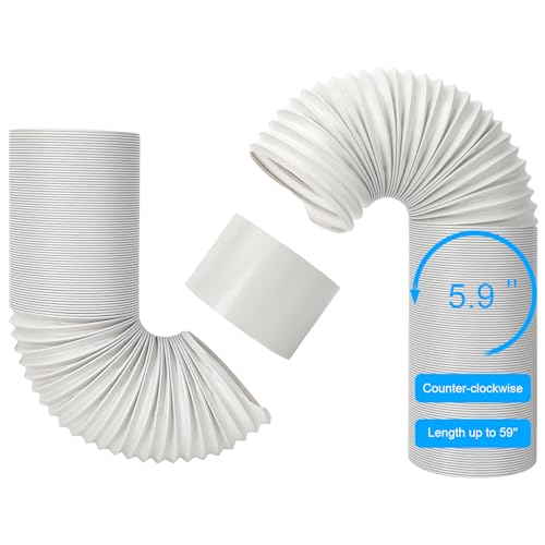 Portable Air Conditioner Hose Kit AC Hoses with Coupler 5.9" Dia with 2 Pack Hoses in 59" Length and 78.7" Length Universal Flexible Exhaust Hose for Portable Air Conditioner Vent
