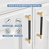 Coinkoly 10 Pack Black and Gold 5 Inch(128mm) Hole Center Knurled Kitchen Cabinet Handles Cabinet Pulls Kitchen Drawer Pulls Finish 6" Hardware Dresser Handles Bathroom Cabinets Handles