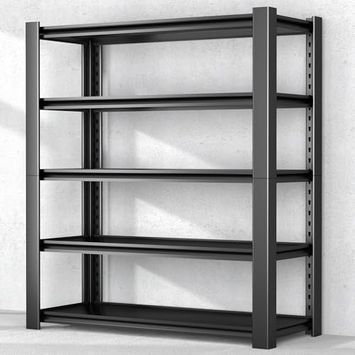 Nexvrtau 5-Tier Heavy Duty Garage Shelving Unit, 3000 LBS Capacity Metal Storage Rack 76" H x 60" W x 24" D, Adjustable Steel Shelves for Garage, Warehouse, Basement, Pantry, Workshop.1 Pack