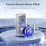 AQUSOFT Faucet Mount Water Filter - LED Sink Water Filter | 99% Filtration New 2.0 Filter Element| Removes Impurities | Tap Water Purifier Fits Standard Faucets - Includes 1 Filter