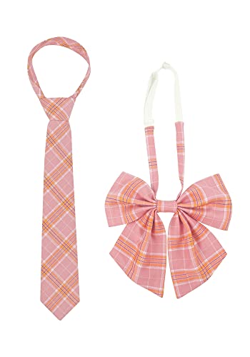 PROCOS 2 Pcs Necktie Bow Tie Unisex Uniform Adjustable Plaid Tartan Bow Tie Necktie Set Cosplay Costume St. Patrick's Day