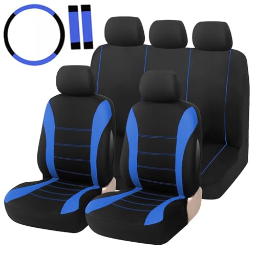 Foneso Car Seat Covers, 100% Breathable with Composite Sponge Inside, Airbag Compatible Universal Fit Accessories Auto for Cars, Trucks, Sedan, Van, SUVs (Blue, 21PCS Full Set)