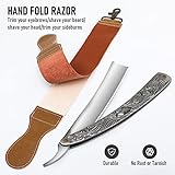 Professional Straight Razor with First Layer Cowhide Strop - Straight Edge Barber Razor Premium Stainless Steel Shaver Razor for Men Home & Salon Grooming Using