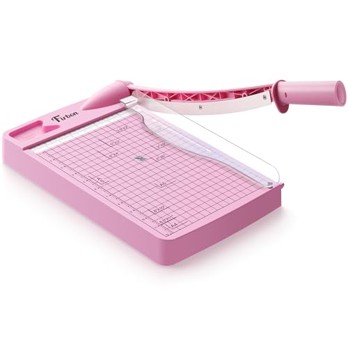 Firbon 12" Guillotine Paper Cutter, Heavy Duty 12-Sheet Capacity Trimmer for Cardstock, Photos, Scrapbooking, Office, Classroom, Studio (Pink)