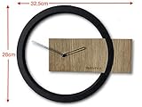 Wanduhr ohne tickgeräusche Wood Oak 1 Schwarz 32cm, Wohnzimmer, Schlafzimmer, in EU hergestellt