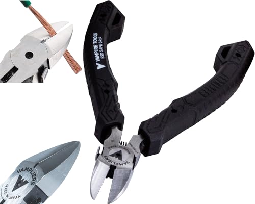 VAMPLIERS 4.75" Precision Flush Cutters. Made in Japan. Professional Grade Side Cutting Pliers Mini Nippers. For Circuit Board Work, Clean Wire Cutting, Electronic Repairs.