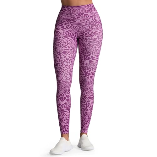 Aoxjox High Waisted Workout Leggings for Women Scrunch Tummy Control Luna Buttery Soft Yoga Pants 26" (Purple Leaf Print, Small)