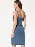 Allegra K Button Down Denim Dress for Women's Summer 2024 Sleeveless Sweetheart Neck Jeans Dresses Medium Light Blue