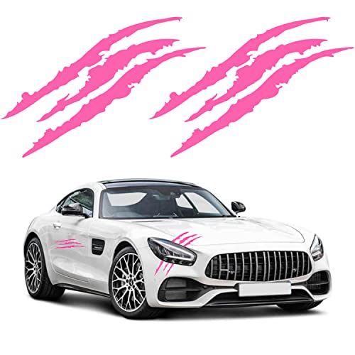 YGMONER Claw Mark Car Decals, 16 Inch Car Headlight Stickers, Monster Claw Scratch Sticker for Dodge Challenger Charger, Pack of 2 (Pink)