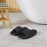 BRONAX Home Slides for Men Pillow House Shower Bathroom Slippers Sandals for Male Size 11 Quick Drying Open Toe Comfy Cushion Soft Thick Sole 44-45 Black