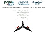 PondH2o 3 Way Y Pond Hose Connector 3/4''-1'' w/On Off Taps, Water Garden Koi Fish Pond Tube or Plumbing Pipework Diverter, Pond Hose Tubing Fittings Y-Distributor for Water Control