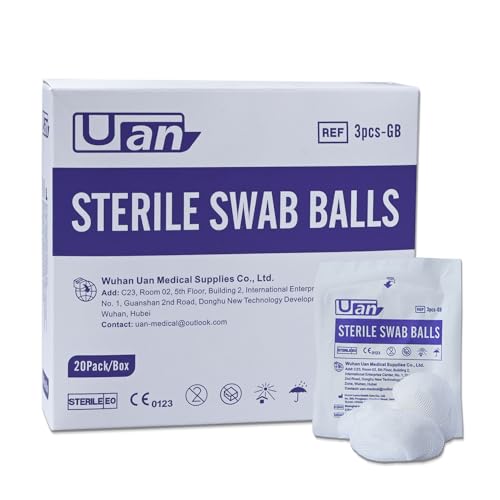 60 Balls Sterile Gauze Balls Gauze Sponge Cotton Balls Gauze Swab Sterile (M) (3balls/Pack)