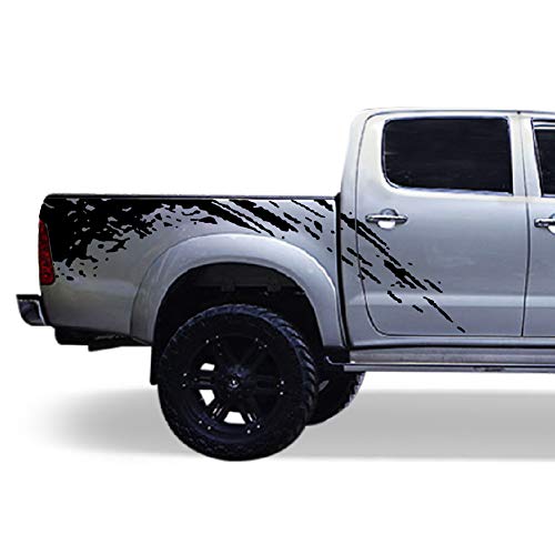 Decal Sticker Graphic Bed Splash Mud Kit Compatible with Toyota Hilux 2004-2017 (Black)