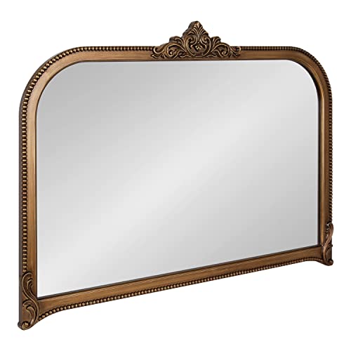 Kate and Laurel Hubanks Vintage Decorative Wide Arched Mirror, 40 x 30, Gold, Large Antique Statement Arch Mirror for Dresser or Mantel Home Decor Options