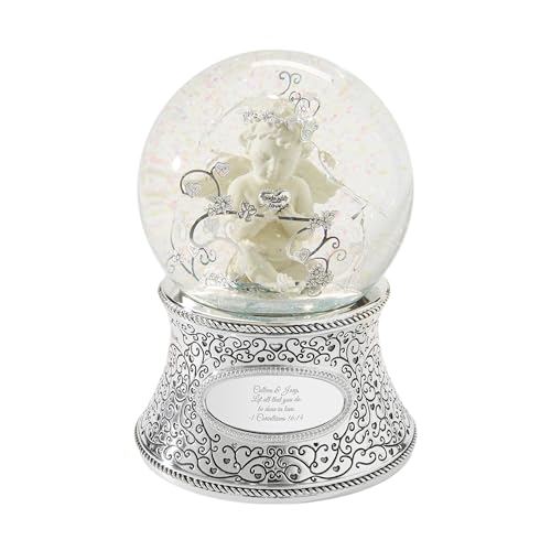 THINGS REMEMBERED Personalized Engraved Religious Made with Love Cherub Musical Snow Globe, Plays Pachelbel's Canon Music, Beautiful and Unique Gift (Free Customization)