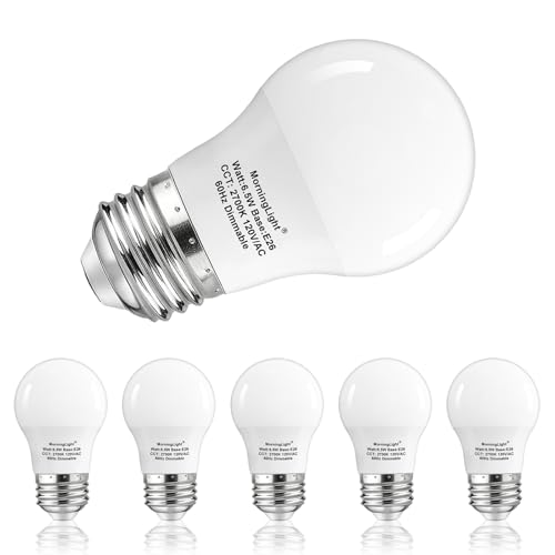 A15 LED Ceiling Fan Light Bulb, E26 LED Bulb 6.5W Equivalent 60 Watt Dimmable Light Bulbs, 2700K Warm White, 6 Pack A15 LED Light Bulbs 60 Watt for Pendant, Hallway Fixtures,120V, 600LM