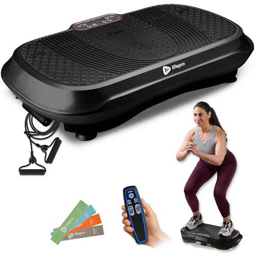 LifePro Vibration Plate Exercise Machine - Whole Body Workout Vibration Fitness Platform w/ Loop Bands - Home Training Equipment for Weight Loss & Toning (Black)