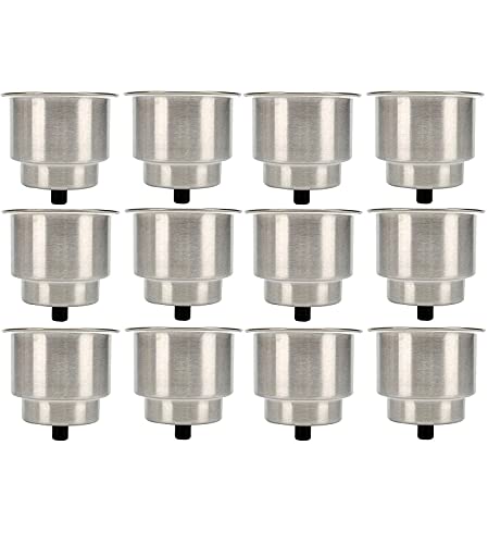 Amarine Made Stainless Steel Cup Drink Holder with Drain Marine Boat Rv Camper (12-Pack)